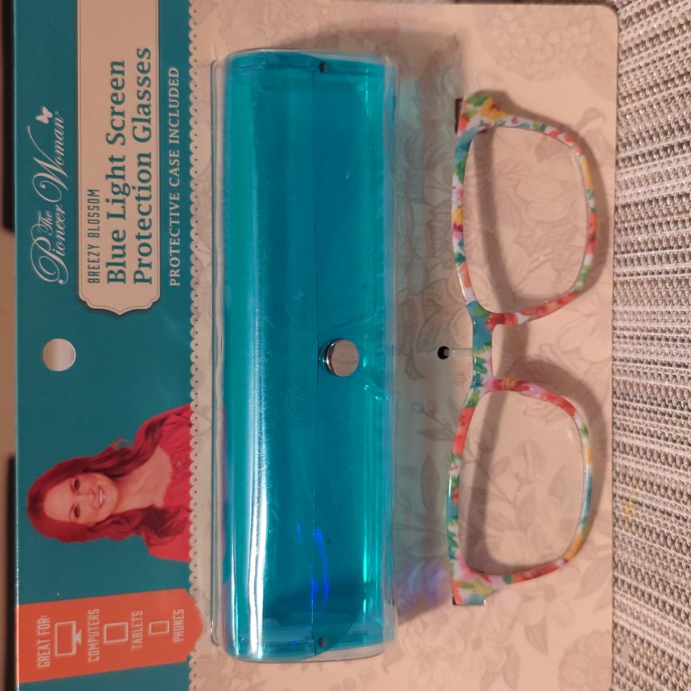 Pioneer Woman BREEZY BLOSSOM  Blue Light Glasses Screen Protection W Case